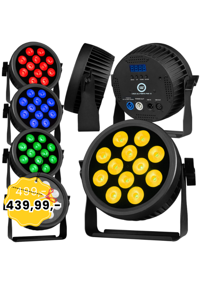 LIGHT4ME CREE ALU PENTA PAR 12 reflektor par oświetlenie sceniczne efekt świetlny 12x15W RGBWA SMD LED 5w1