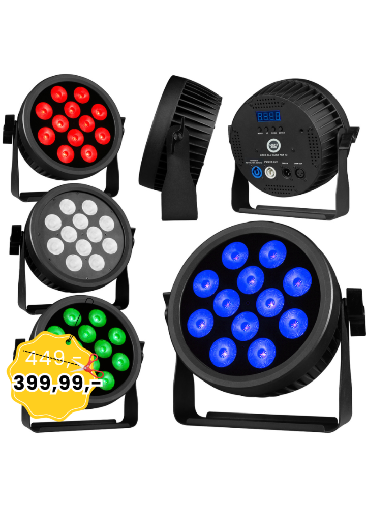 LIGHT4ME CREE ALU QUAD PAR 12 reflektor par oświetlenie sceniczne efekt świetlny 12x12W RGBW SMD LED 4w1