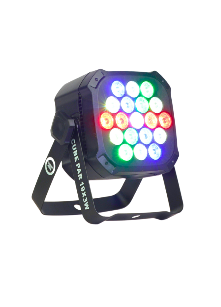 LIGHT4ME CUBE PAR 19X3W RGBW reflektor par oświetlenie sceniczne efekt świetlny LED