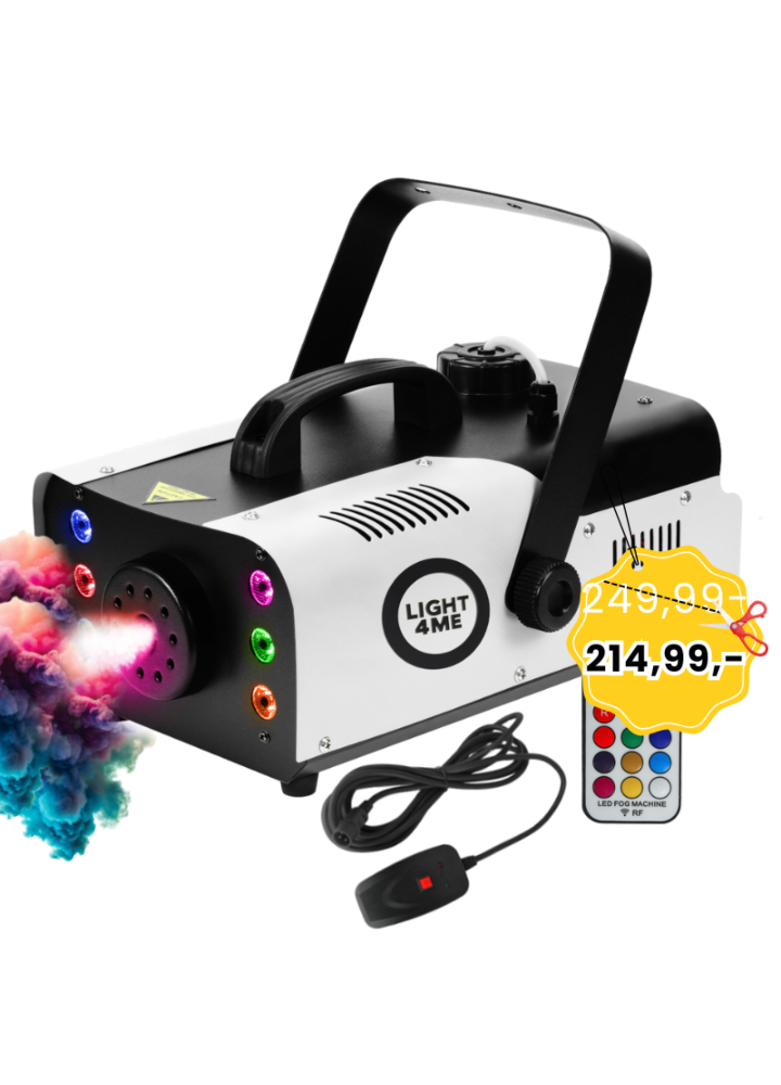 LIGHT4ME FOG 900 LED wytwornica dymu mgły pilot bezprzewodowy kontroler przewodowy 900W efekt świetlny 6x3W RGB