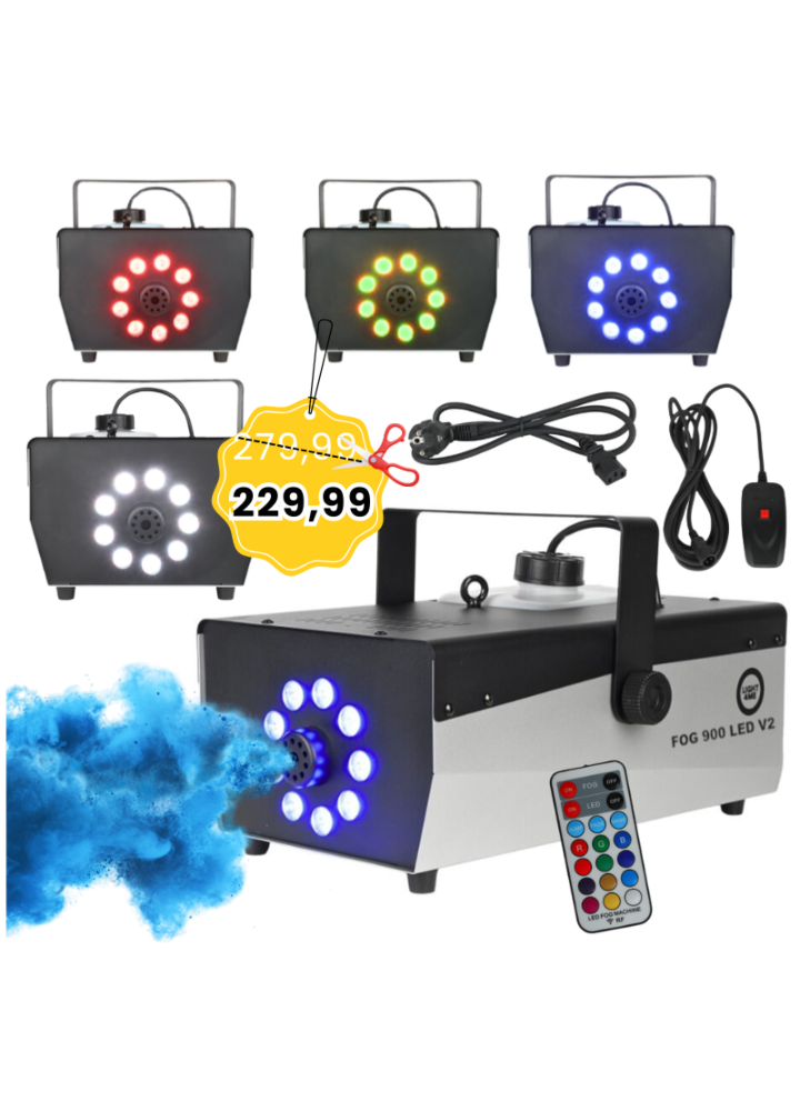 LIGHT4ME FOG 900 LED V2 wytwornica dymu mgły pilot bezprzewodowy kontroler przewodowy 900W