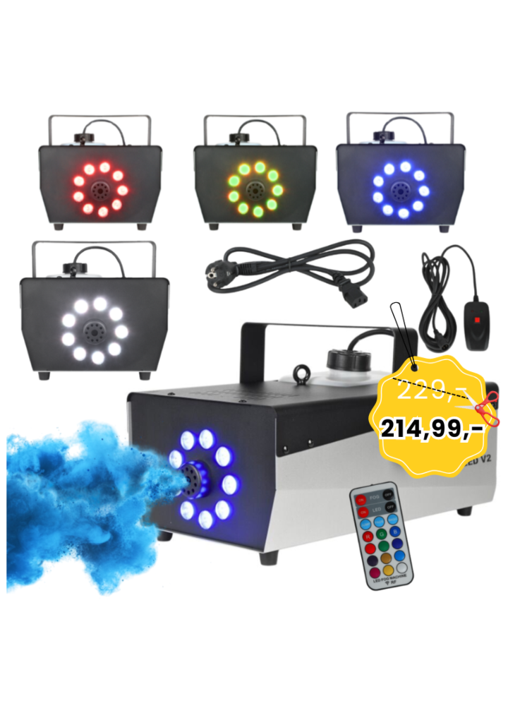 LIGHT4ME FOG 900 LED V2 wytwornica dymu mgły pilot bezprzewodowy kontroler przewodowy 900W