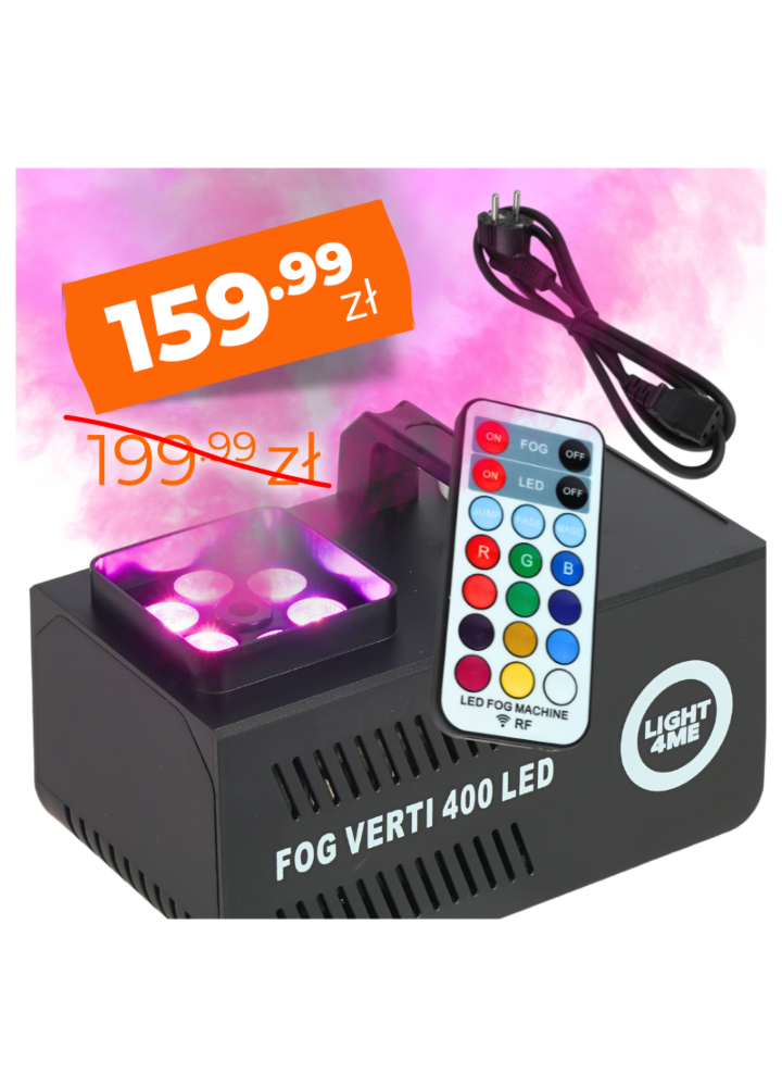 LIGHT4ME FOG VERTI 400 LED mała wytwornica dymu pionowego pilot bezprzewodowy efekt świetlny RGBW