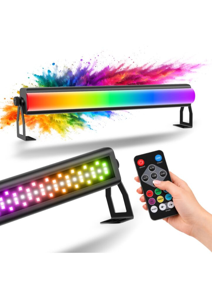 LIGHT4ME FROST BAR listwa oświetleniowa LED DMX 72x0,3W RGB SMD 5050 + 36x0,3W W SMD 5050 zdejmowany dyfuzor pilot bezprzewodowy na podczerwień 2x uchwyt montażowy