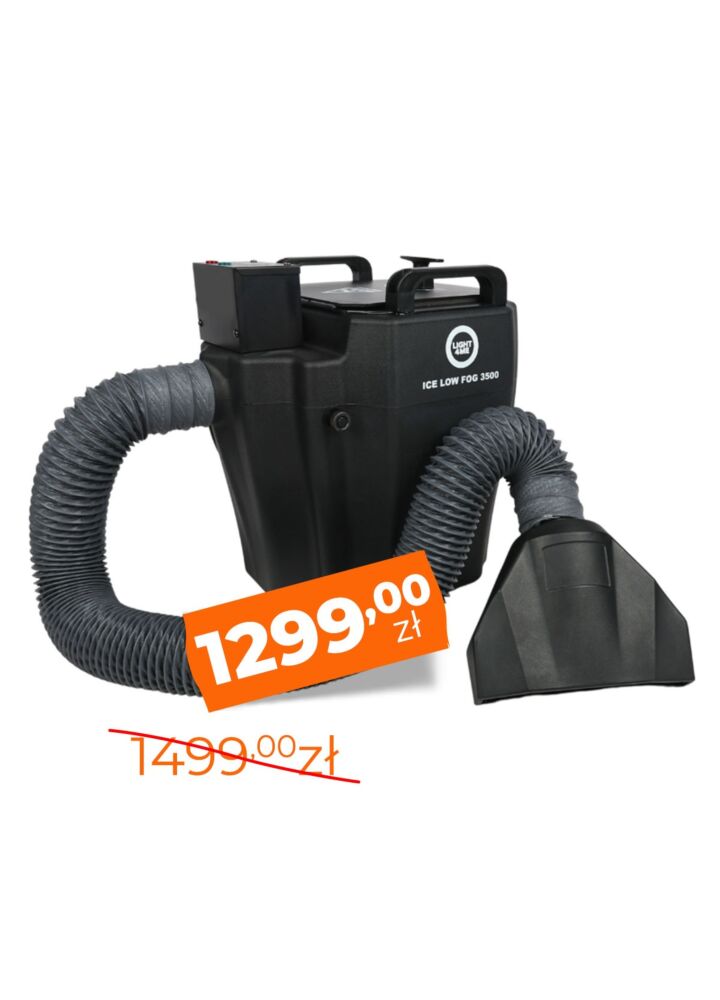 LIGHT4ME ICE LOW FOG 3500W potężna wytwornica ciężkiego dymu na suchy lód wąż z dyszą rozprowadzającą