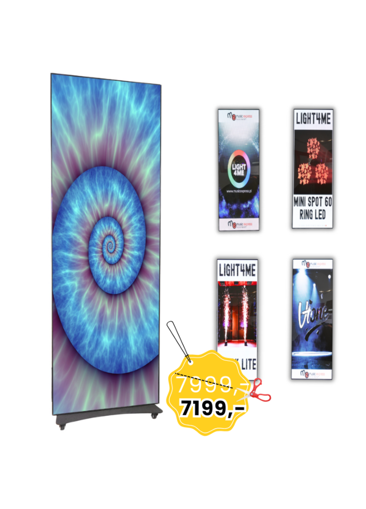 LIGHT4ME LED POSTER 1 ekran LED wyświetlacz wewnętrzny zdalnie sterowany P2.5 256x768 PC USB Wi-Fi Android HDMI case zestaw
