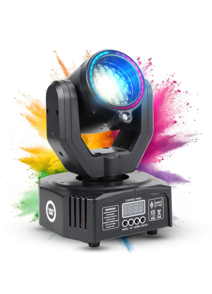 LIGHT4ME MAGIC HEAD głowica ruchoma FX LED DMX gobo beam ring laser zielony 50 mW pilot bezprzewodowy uchwyt montażowy 6x3W SMD 3535 R/G/B + 12x0,2 SMD 5050 RGB