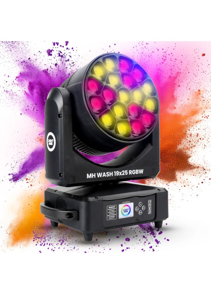 LIGHT4ME MH WASH 19x25 RGBW głowica ruchoma wash oświetlenie sceniczne LED DMX uchwyt montażowy