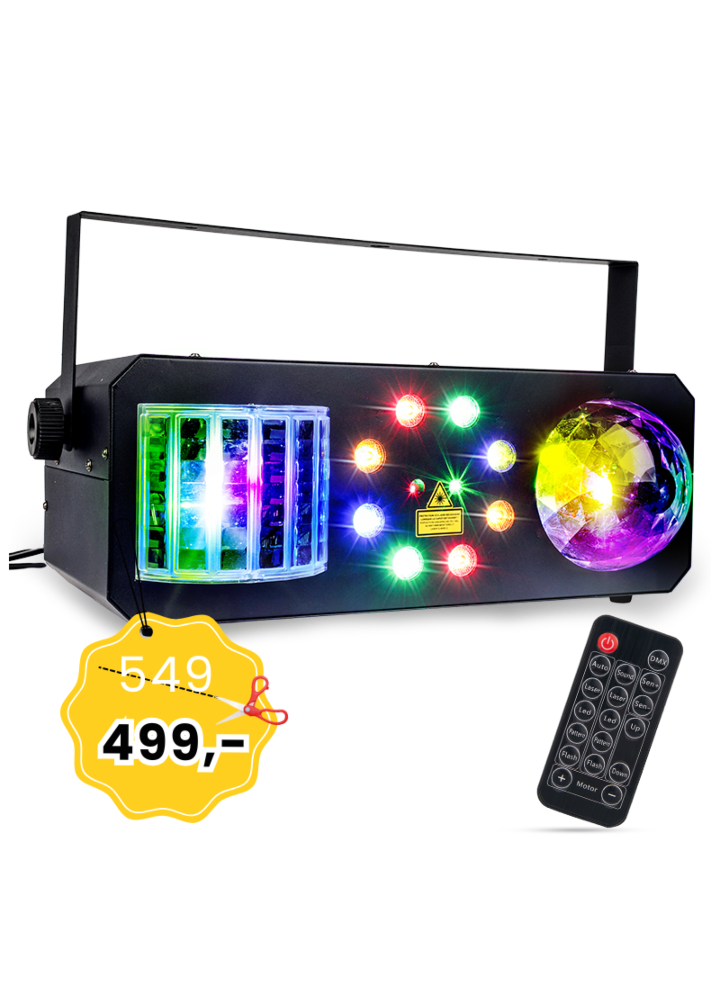 LIGHT4ME PARTY IV V2 multiefekt LED derby kula disco wash laser oświetlenie imprezowe efekt świetlny