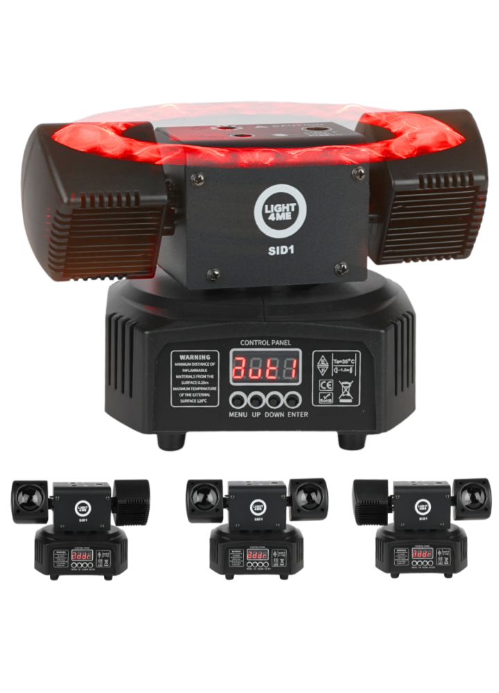 LIGHT4ME SID1 multiefekt świetlny LED 4w1 RGBWA efekt beam 2x laser R/G złoty stroboskop oświetlenie dyskotekowe klubowe DJ