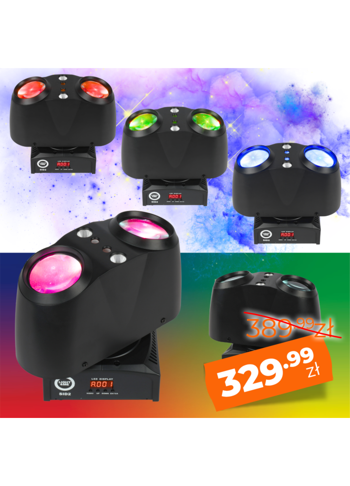 LIGHT4ME SID2 multiefekt świetlny LED 4w1 efekt beam RGBW laser R/G stroboskop COB CW oświetlenie DJ dyskotekowe klubowe