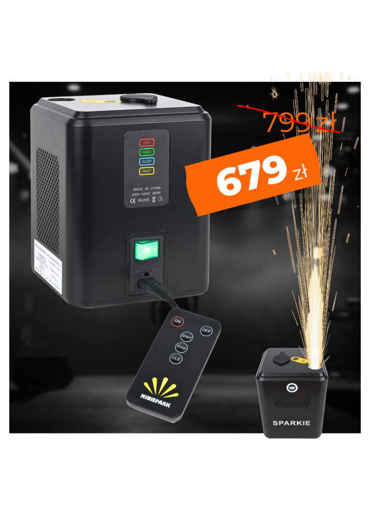 LIGHT4ME SPARKIE wytwornica iskier maszyna do zimnych ogni 350W pilot bezprzewodowy wysokość emisji do 3,5 m