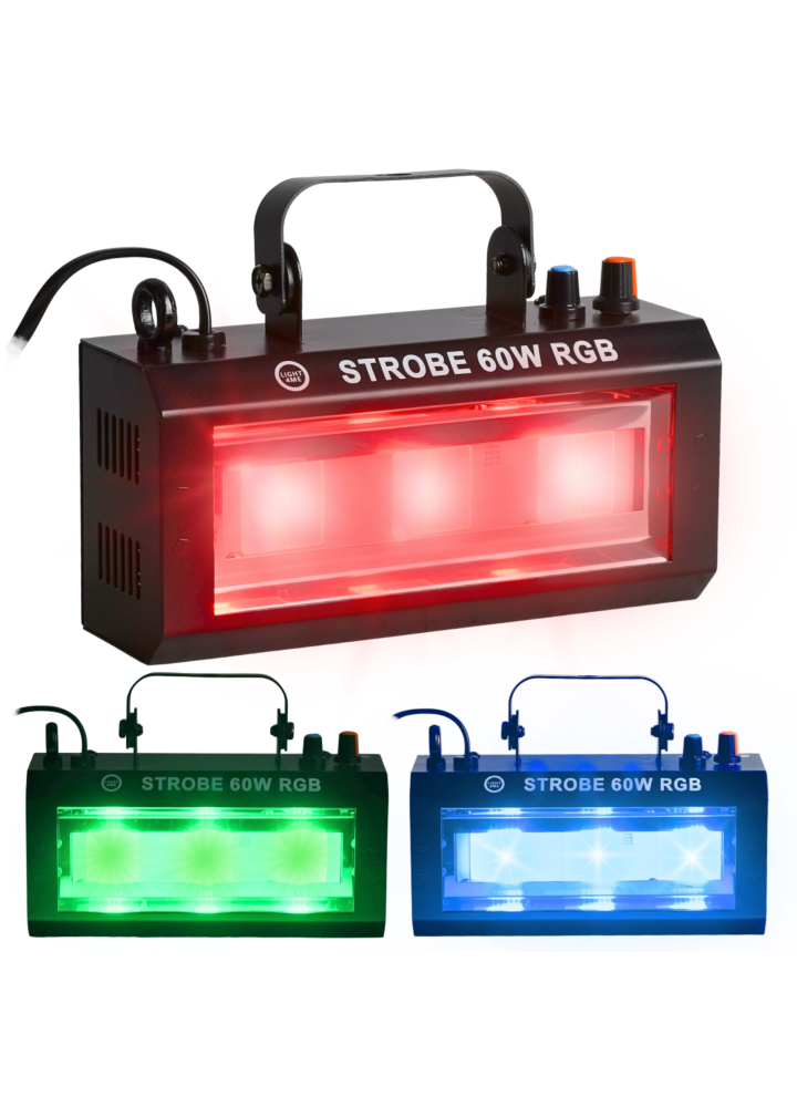 LIGHT4ME STROBE 60W RGB efekt oświetleniowy stroboskop sceniczny 3x20W COB LED uchwyt montażowy