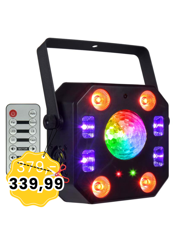 LIGHT4ME TURBO FLOWER efekt disco LED PAR UV kula laser stroboskop