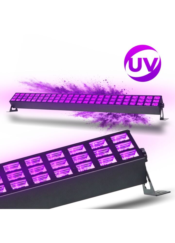 LIGHT4ME UV BAR 72x2W listwa oświetleniowa UV-A oświetlenie dekoracyjne ultrafioletowe LED DMX 2x uchwyt montażowy