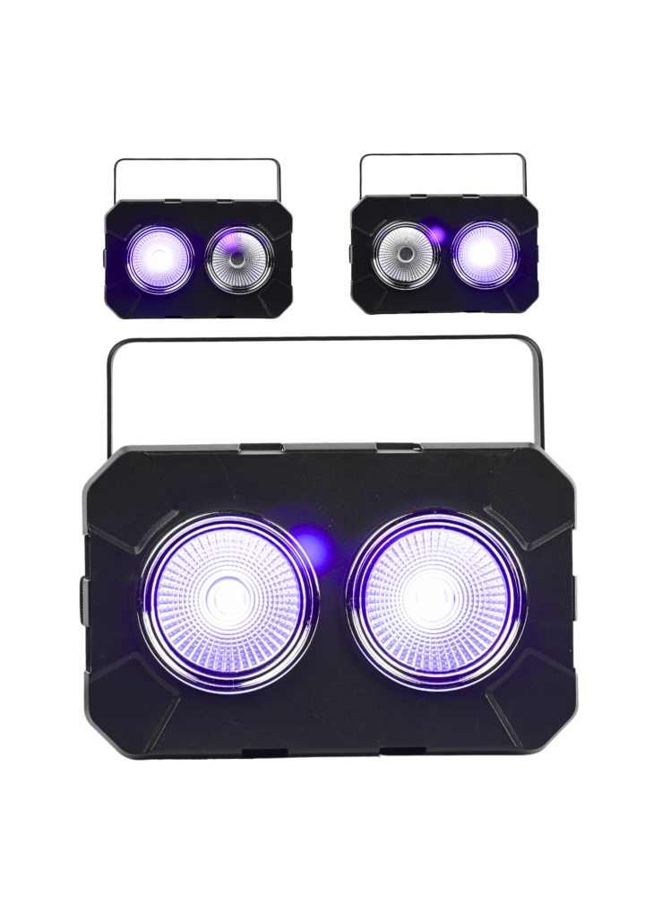 LIGHT4ME UV CANNON blinder sceniczny efekt oświetleniowy 2x50W UV COB LED uchwyt montażowy 2x odbłyśnik reflektorowy