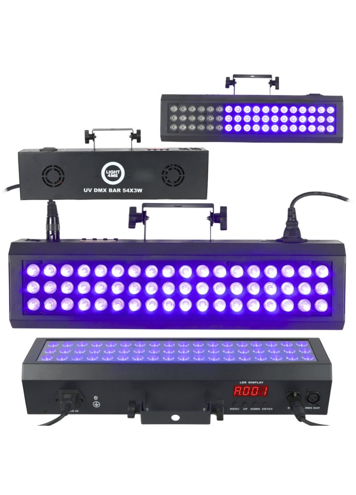 LIGHT4ME UV DMX BAR 54X3W efekt oświetleniowy listwa sceniczna LED IP20 uchwyt montażowy