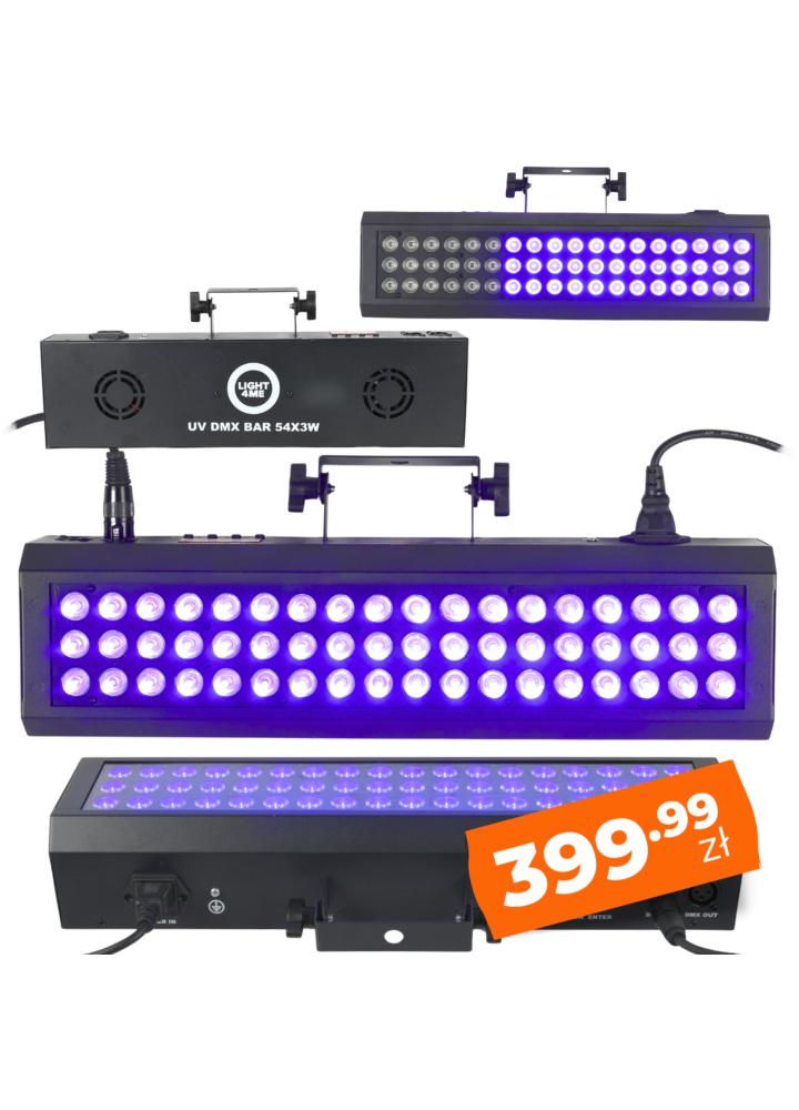LIGHT4ME UV DMX BAR 54X3W efekt oświetleniowy listwa sceniczna LED IP20 uchwyt montażowy