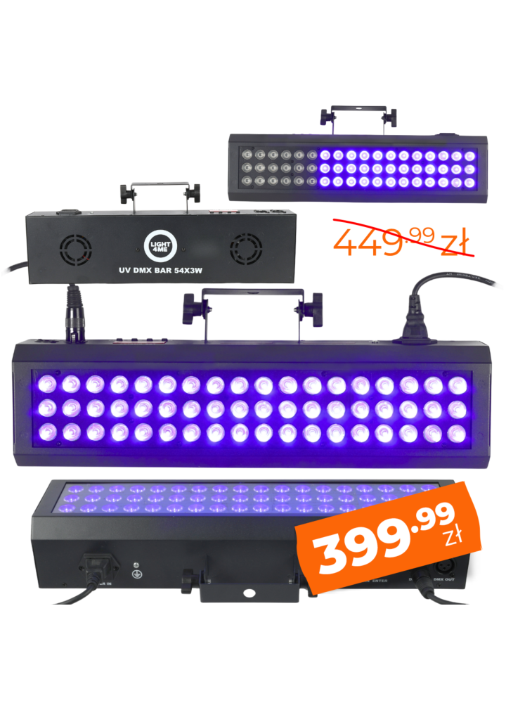 LIGHT4ME UV DMX BAR 54X3W efekt oświetleniowy listwa sceniczna LED IP20 uchwyt montażowy