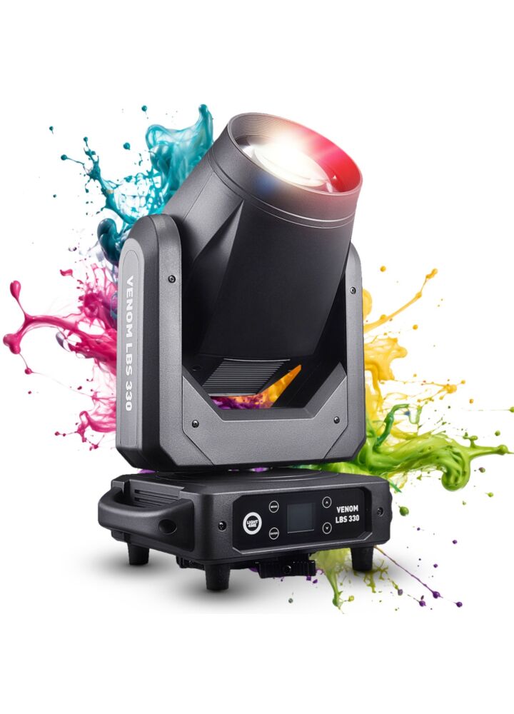 LIGHT4ME VENOM LBS 330 głowica ruchoma hybryda beam spot oświetlenie sceniczne DMX lampa wyładowcza 330W PHX MSD 15R 2x hak montażowy