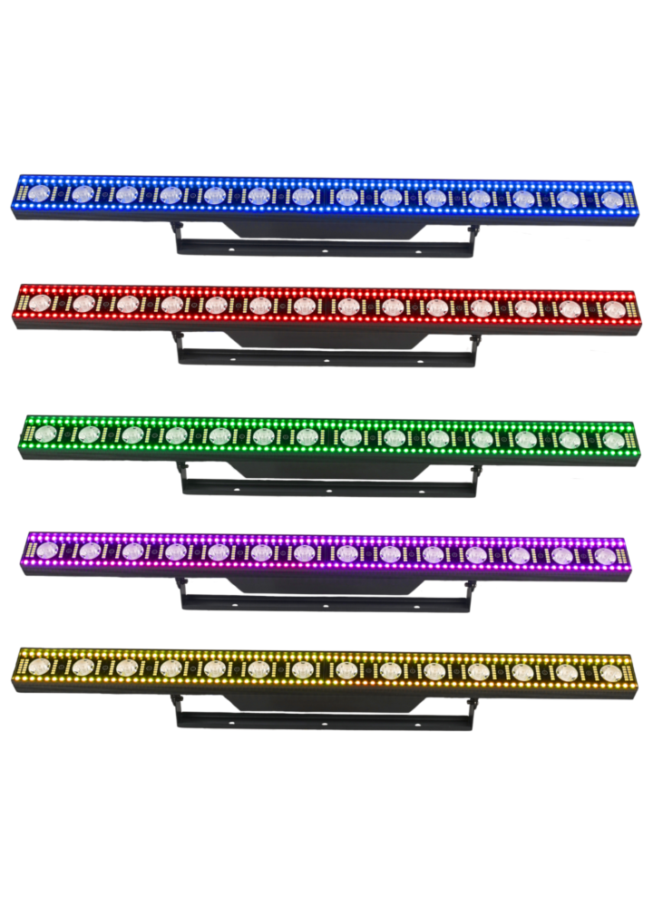 LIGHT4ME VENOM STROBE BAR V2 listwa oświetleniowa LED stroboskop oświetlenie sceniczne DMX uchwyt montażowy 14x3W WW SMD3535+180x0,1W CW SMD5730+168x0,3W RGB SMD5050