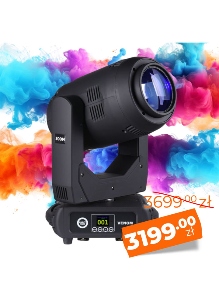LIGHT4ME VENOM ZOOM 350 głowica ruchoma LED beam spot wash