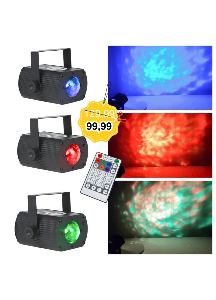 LIGHT4ME WATER WAVE efekt oświetleniowy projektor 3W RGB LED pilot bezprzewodowy uchwyt montażowy