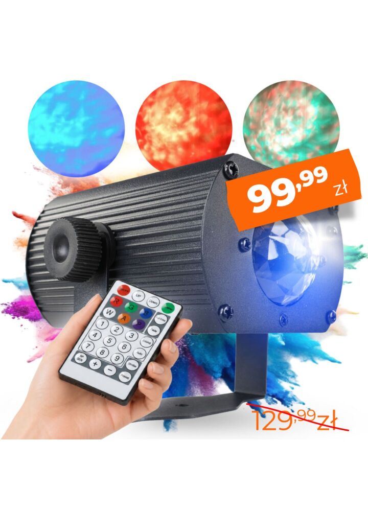 LIGHT4ME WATER WAVE efekt oświetleniowy projektor 3W RGB LED pilot bezprzewodowy uchwyt montażowy