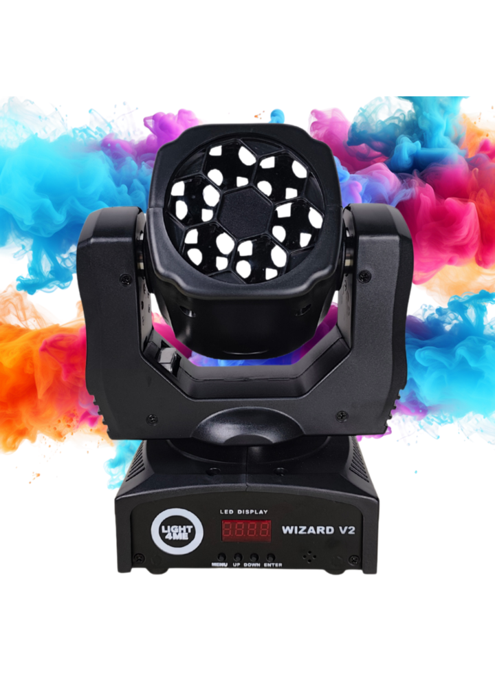 LIGHT4ME WIZARD v2 głowica ruchoma FX oświetlenie sceniczne DMX 6x10W RGBW LED uchwyt montażowy omega