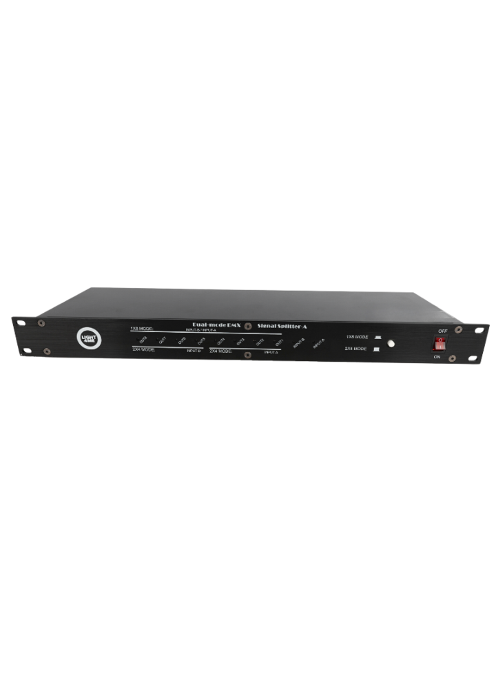LIGHT4ME XSPLIT 2x4 rozdzielacz sygnału DMX splitter 8-kanałowy rack 19" 1U dwa tryby pracy