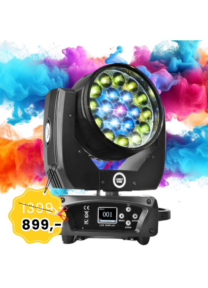 LIGHT4ME ZOOM WASH 19x15W głowica ruchoma LED RGBW
