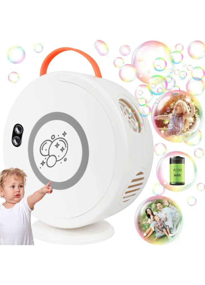 LIGHT4ME BF1 wytwornica baniek maszyna do baniek bezprzewodowa akumulatorowa obrotowa 90/360° biała USB-C 4000 mAh