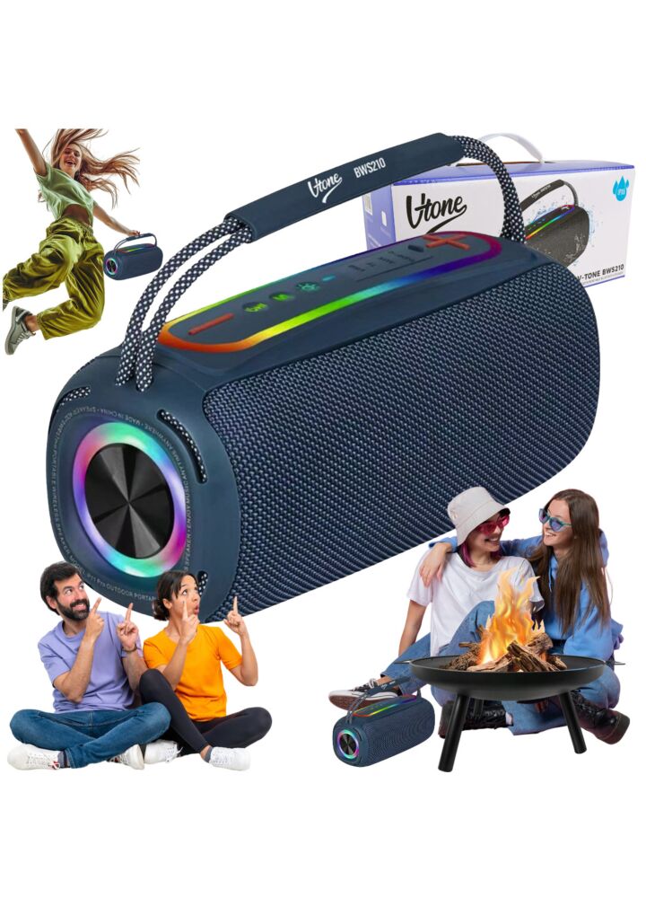 V-TONE BWS210 BL speaker Bluetooth wireless portable blue battery-powered USB microSD AUX MP3 FM 2x10W