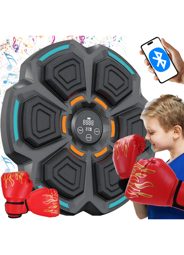 SUPRIMO HMBT-02S maszyna bokserska muzyczna tarcza treningowa na ścianę Bluetooth USB-C rękawice zestaw POWYSTAWOWY