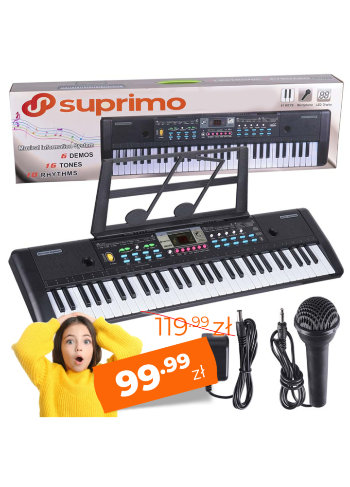 SUPRIMO 605 UFB KEYBOARD organy z mikrofonem dla dzieci