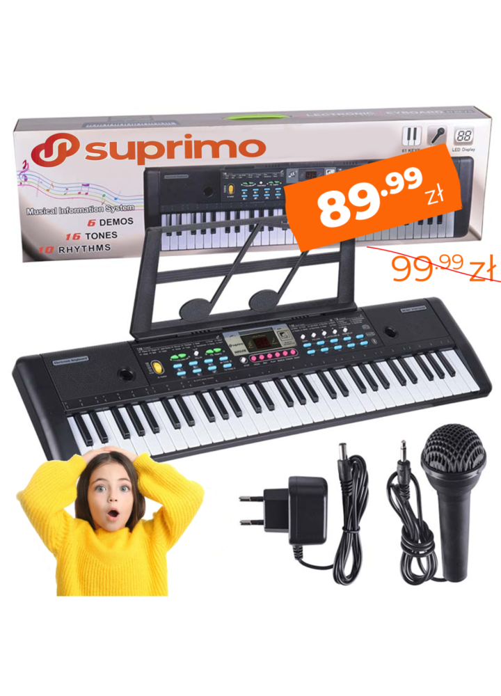 SUPRIMO 605 UFB KEYBOARD organy z mikrofonem dla dzieci