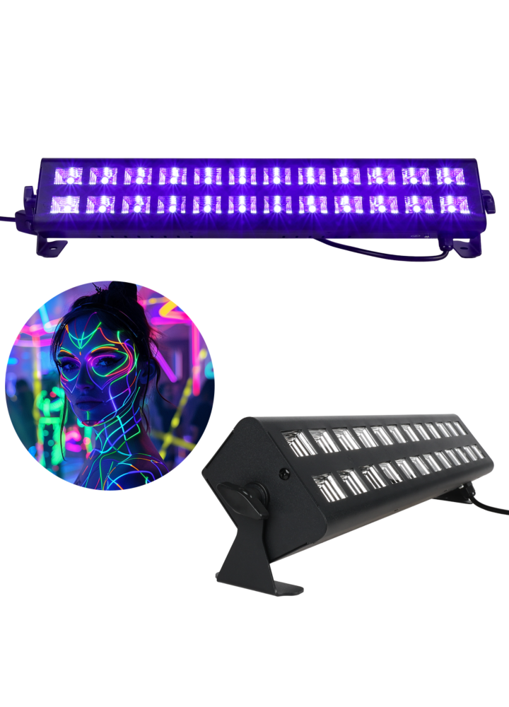 LIGHT4ME UV BAR 2X12 efekt oświetleniowy listwa sceniczna 24x3W LED 2x uchwyt montażowy