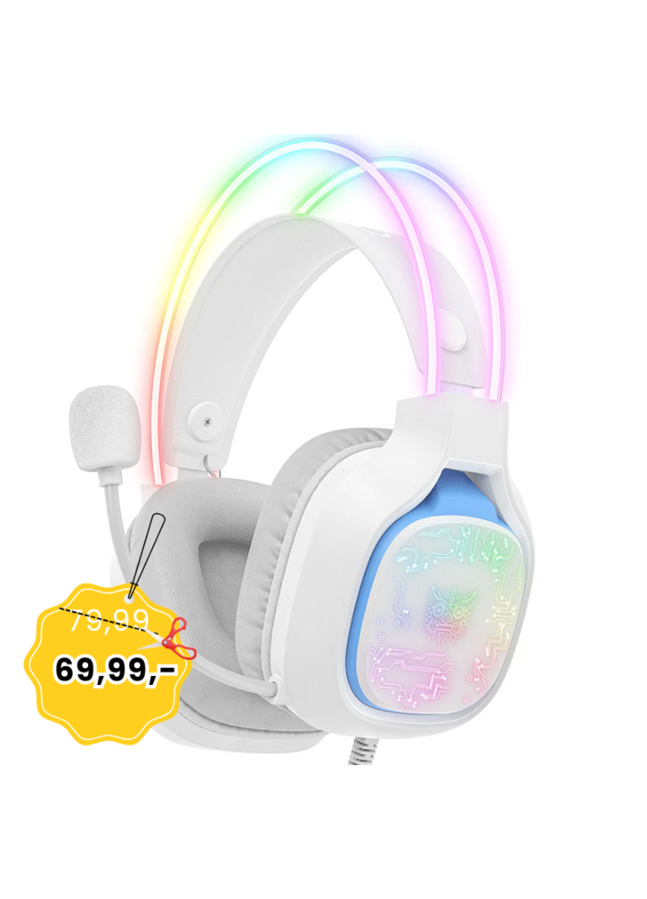 ONIKUMA X22 WH słuchawki gamingowe dla graczy nauszne przewodowe RGB LED mikrofon