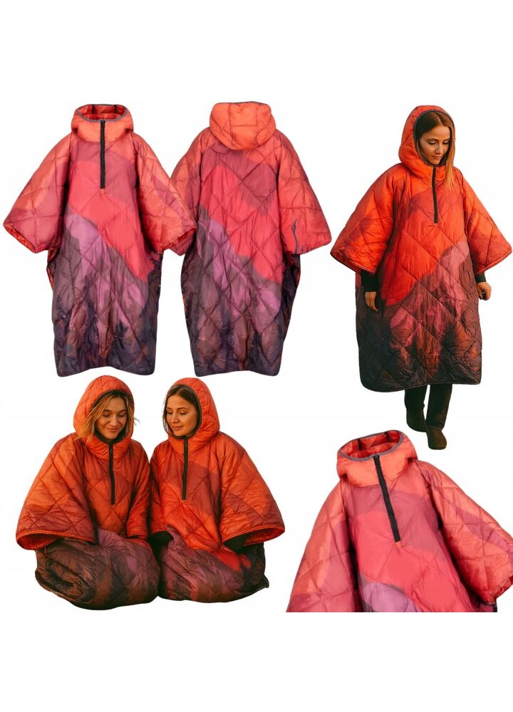 DH Garden Poncho Czerwona Dolina 145x115 cm kurtka płaszcz peleryna z kapturem duża kieszeń na zamek