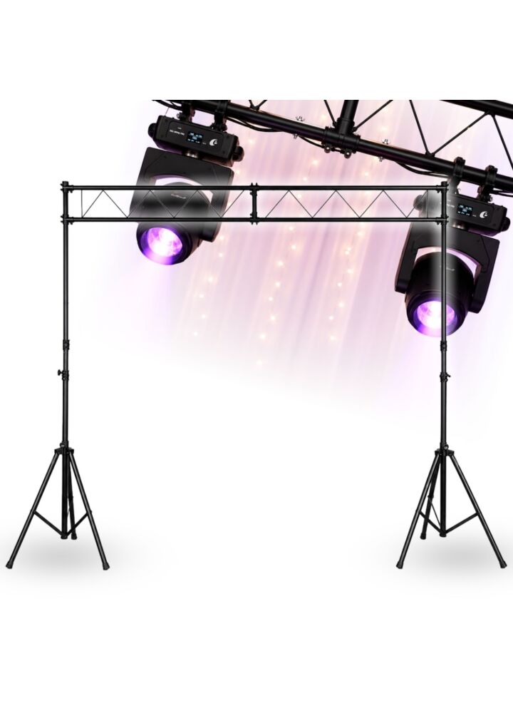 STAND4ME LTS 1 rampa oświetleniowa statyw DJ brama wolnostojąca konstrukcja sceniczna do 100 kg stal czarna 240-400 cm
