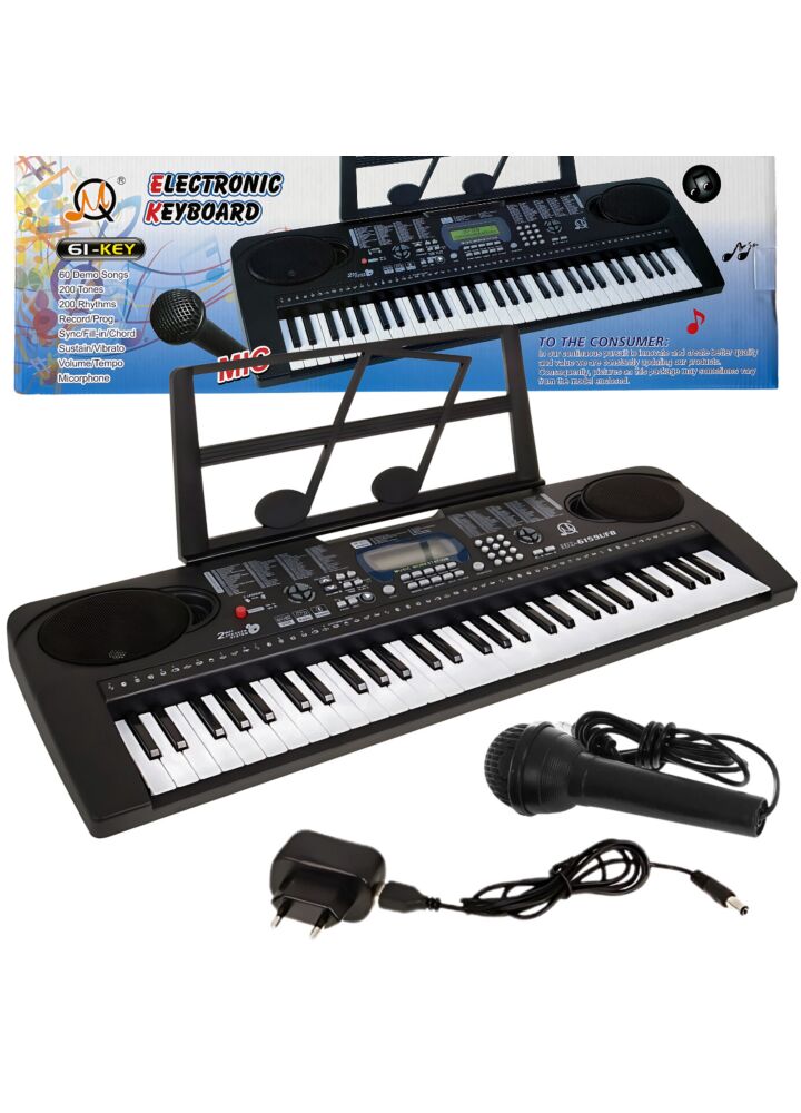 MQ 6159 UFB educational keyboard keys organ for children for learning to play music stand microphone USB FM Bluetooth AUX headphone output
