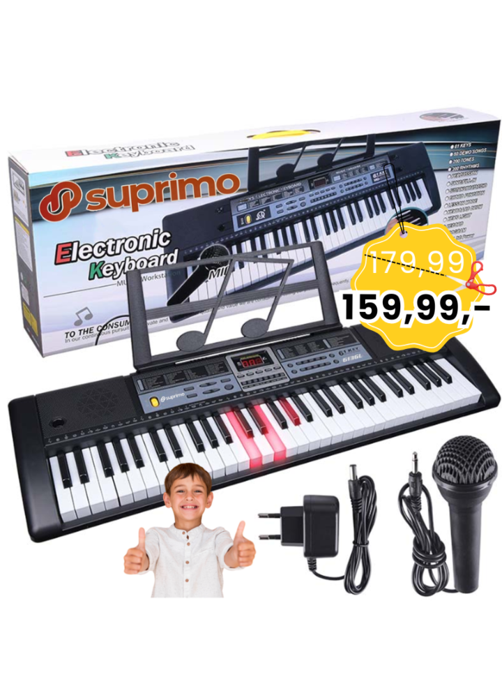 SUPRIMO 6136L KEYBOARD organy z mikrofonem dla dzieci podświetlane klawisze