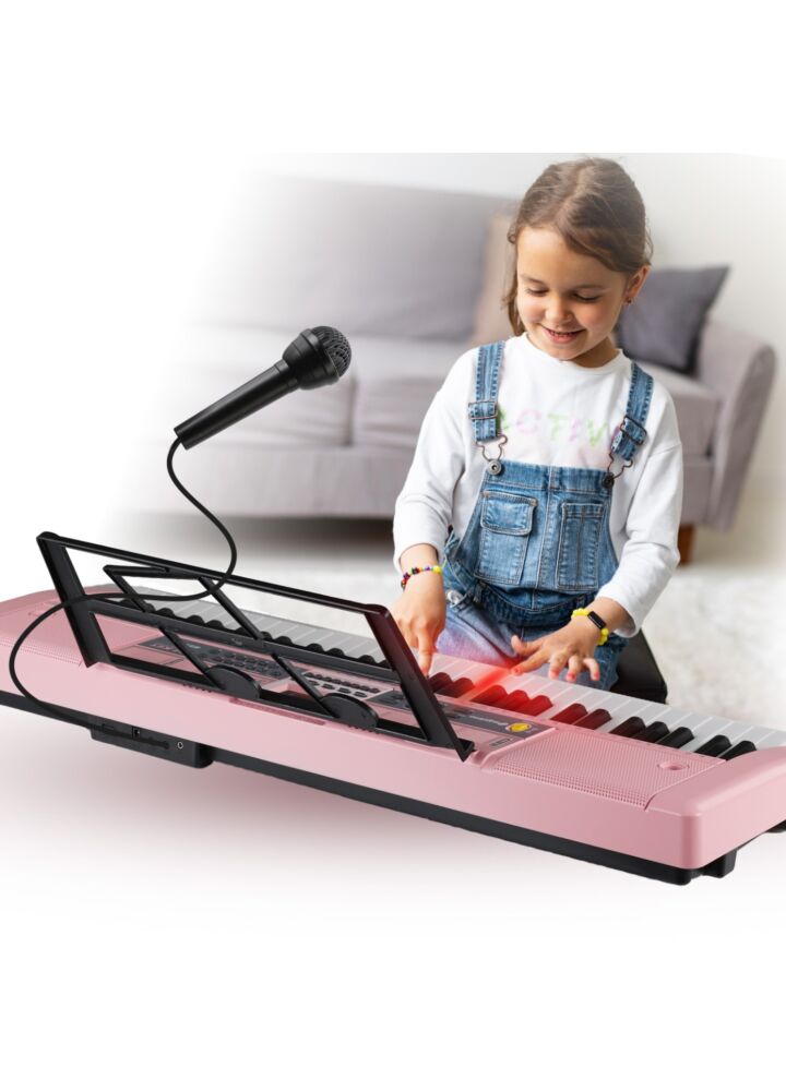 SUPRIMO 6136L PK keyboard organy z mikrofonem dla dzieci podświetlane klawisze różowa obudowa