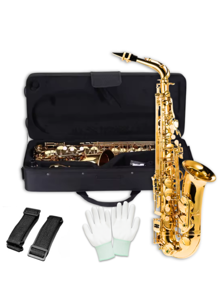SUPRIMO ALTO SAXO saksofon altowy E♭ mosiężny rękawiczki 3x pasek ściereczka olej futerał zestaw