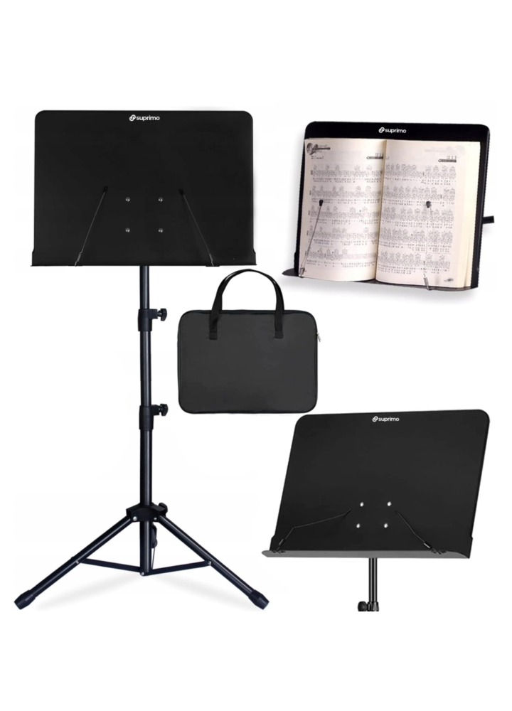 SUPRIMO D3 SET statyw stojak pulpit do nut regulowany składany czarny pokrowiec zestaw 82-146 cm do 10 kg