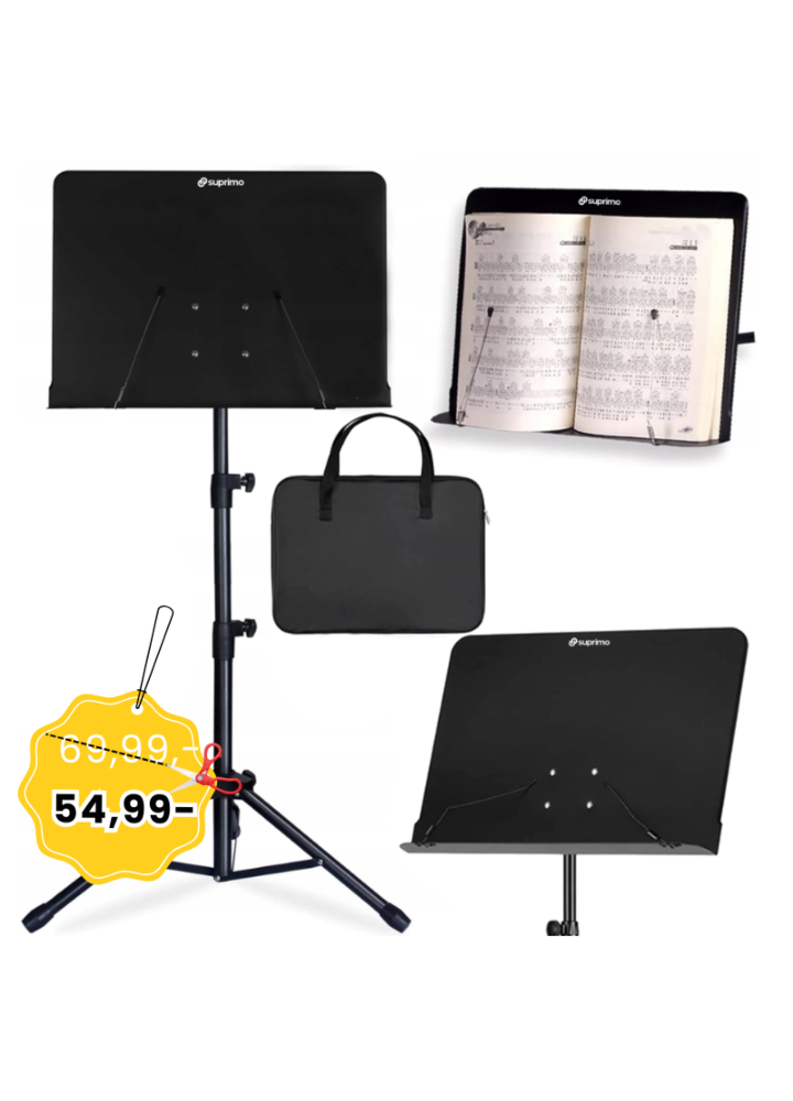 SUPRIMO D3 SET statyw stojak pulpit do nut regulowany składany czarny pokrowiec zestaw 82-146 cm do 10 kg