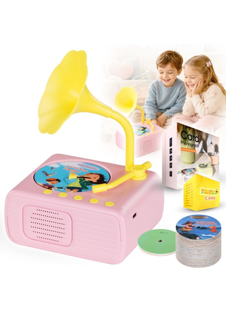 SUPRIMO GMF PK różowy gramofon dla dzieci mikser muzyczny  + 96 kart 