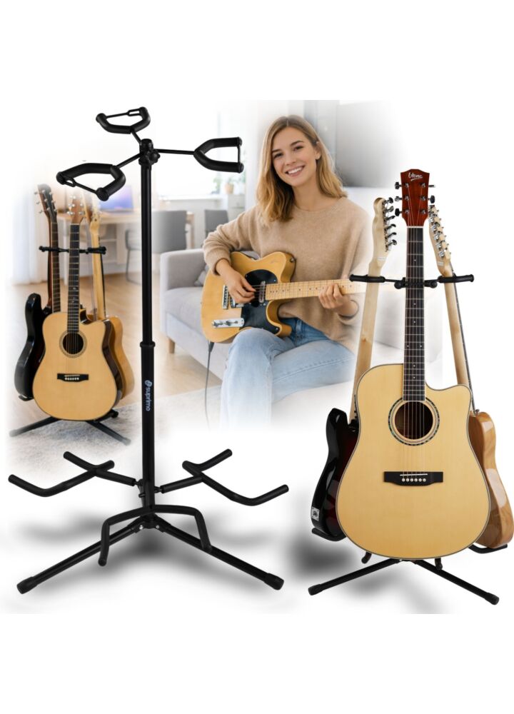 SUPRIMO GS3 stojak statyw gitarowy na 3 gitary czarny składany stalowy wolnostojący do 30 kg