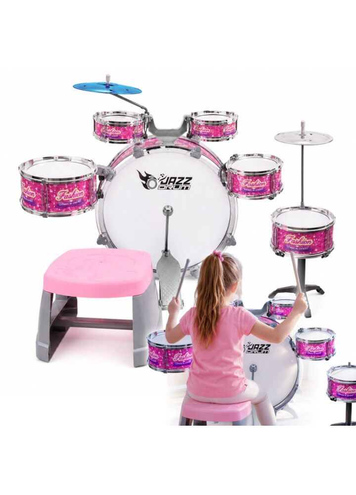 SUPRIMO K-DRUMS 3 różowa perkusja dla dzieci zestaw perkusyjny