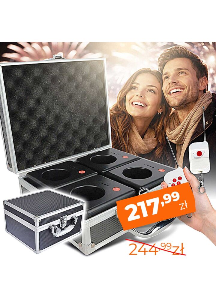 SUPRIMO SL4 bezprzewodowy system do zdalnego odpalania fontann iskier 4 odbiorniki case 2 piloty